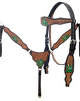HILASON Western Leather Horse Headstall & Breast Collar Hand Tooled Tan | Leather Headstall | Leather Breast Collar