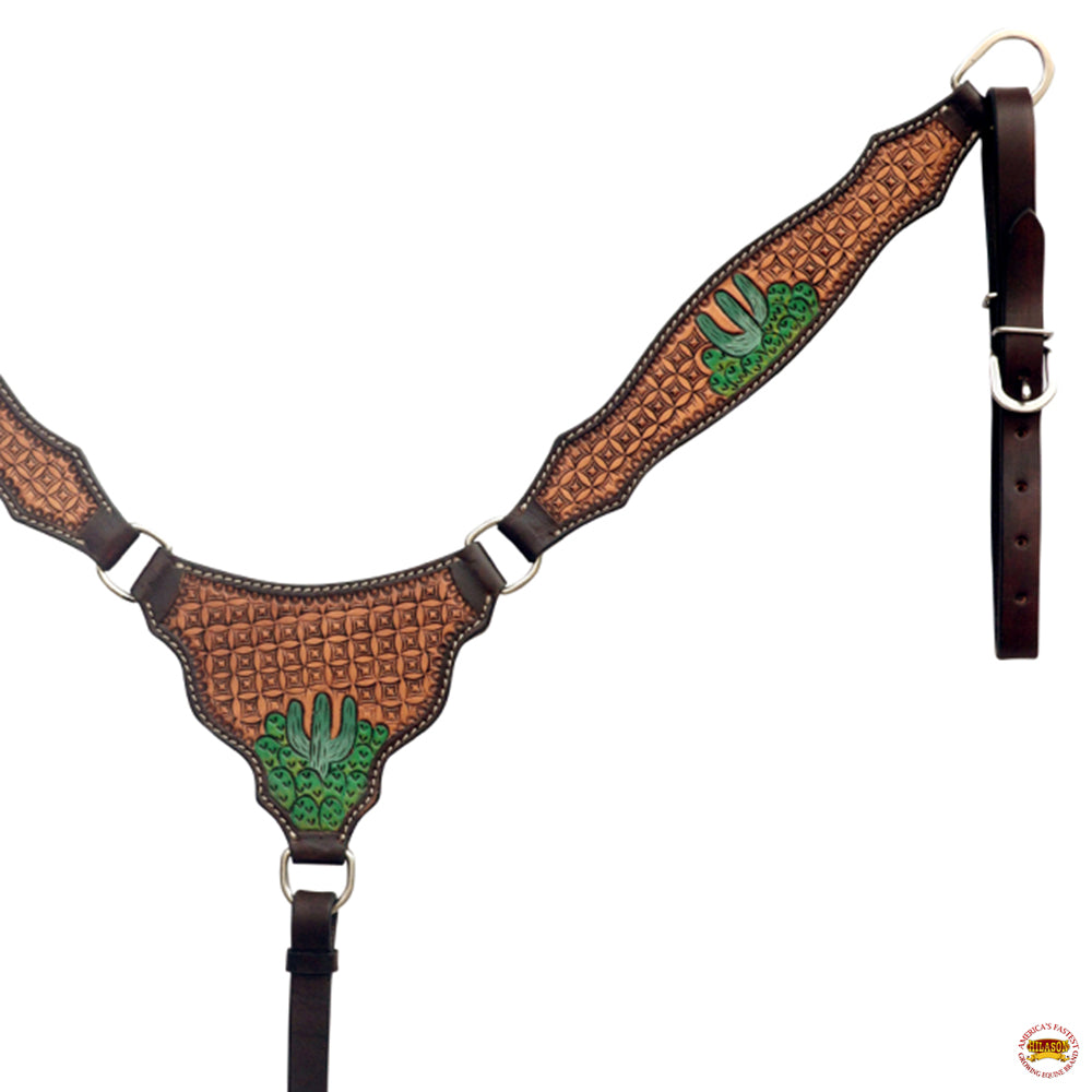 HILASON Western Leather Horse Headstall &amp; Breast Collar Hand Tooled Tan | Leather Headstall | Leather Breast Collar