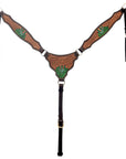 HILASON Western Leather Horse Headstall & Breast Collar Hand Tooled Tan | Leather Headstall | Leather Breast Collar