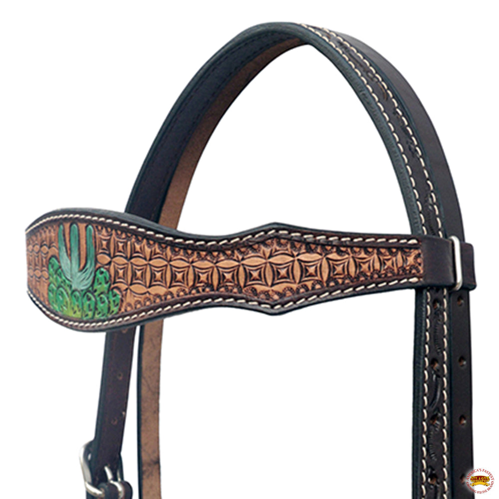HILASON Western Leather Horse Headstall &amp; Breast Collar Hand Tooled Tan | Leather Headstall | Leather Breast Collar