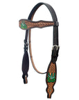 HILASON Western Leather Horse Headstall & Breast Collar Hand Tooled Tan | Leather Headstall | Leather Breast Collar