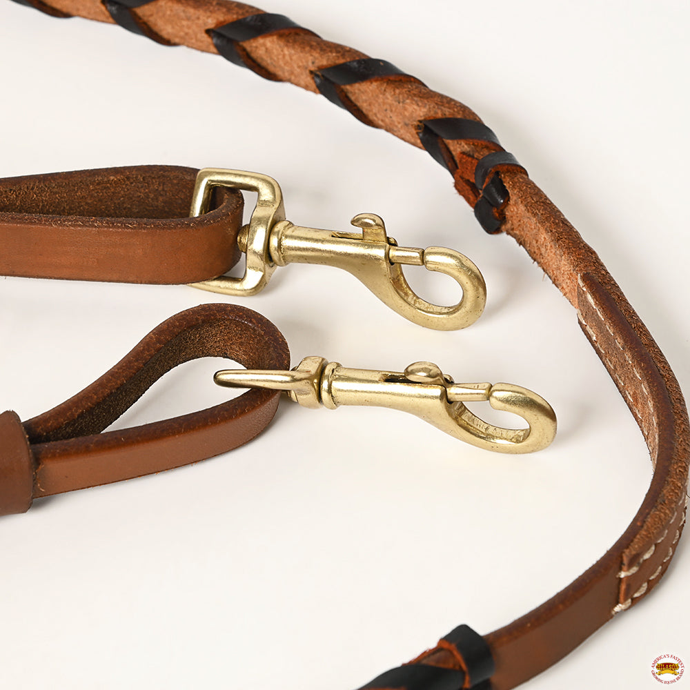 8 Feet Hilason Western Horse American Leather Laced Barrel Roper Reins Brown