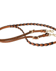 8 Feet Hilason Western Horse American Leather Laced Barrel Roper Reins Brown