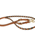 8 Feet Hilason Western Horse American Leather Laced Barrel Roper Reins Brown