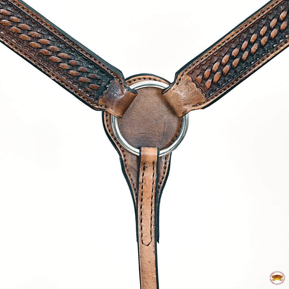 HILASON Western Horse Genuine American Leather Headstall &amp; Breast Collar Set Brown
