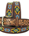 HILASON Western Genuine Leather Belt for Men Women Cowboy Cowgirl Handmade Unisex Full Grain Heavy Duty Tooled Beaded Belt