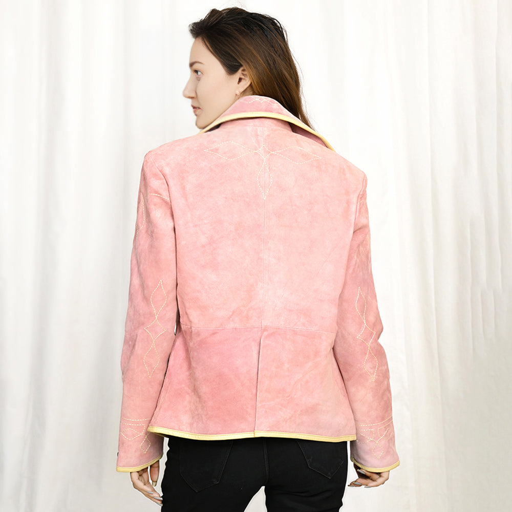 Genuine Vintage  leather Women shirt Blazer jacket  dress ladies girl