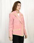 Genuine Vintage  leather Women shirt Blazer jacket  dress ladies girl