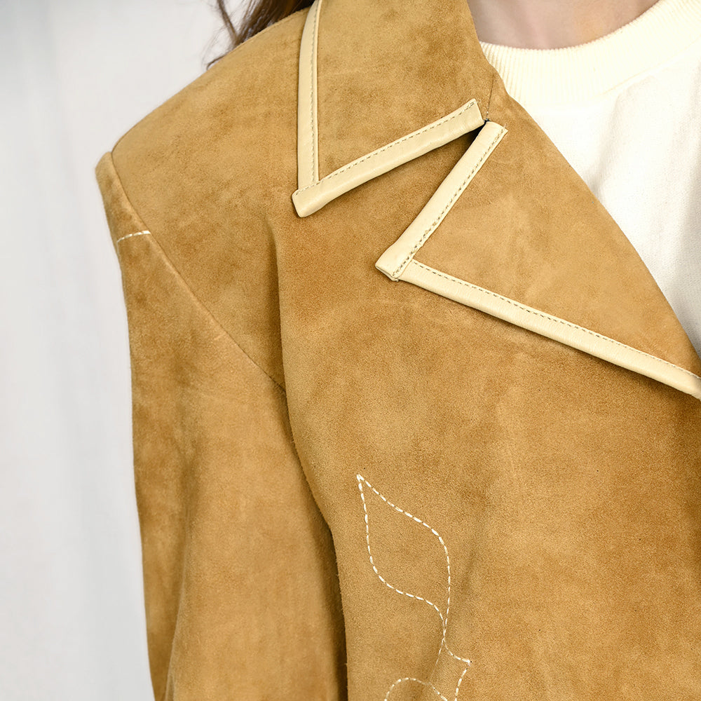 Genuine Vintage  leather Women shirt Blazer jacket  dress ladies girl