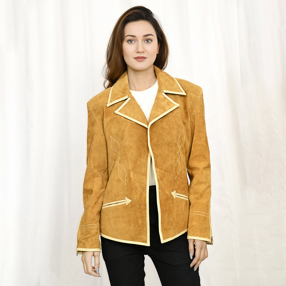 Genuine Vintage  leather Women shirt Blazer jacket  dress ladies girl