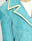 Genuine Vintage  leather Women shirt Blazer jacket  dress ladies girl