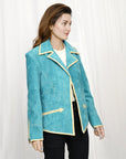 Genuine Vintage  leather Women shirt Blazer jacket  dress ladies girl