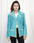 Genuine Vintage  leather Women shirt Blazer jacket  dress ladies girl