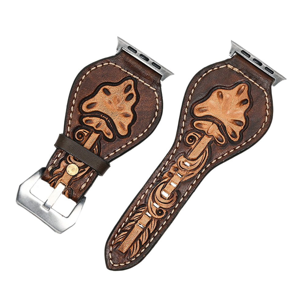 American Darling Floral Hand Tooled I watch Men Women Genuine Leather