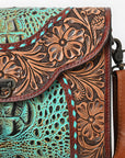 American Darling Adbg1303 Cross Body I Hand Tooled Crocodile Embossed Genuine Leather Women Bag Western Handbag Purse
