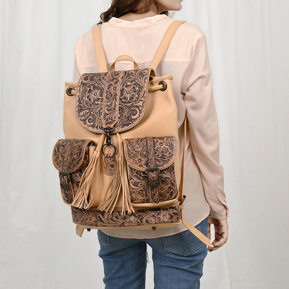 American Darling ADBG1306 Backpack Hand Tooled Genuine Leather Women Bag Western Floral Handbag