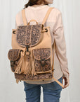 American Darling ADBG1306 Backpack Hand Tooled Genuine Leather Women Bag Western Floral Handbag