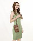 American Darling ADBG1309 Wallet Hand Tooled Genuine Leather women bag western handbag purse