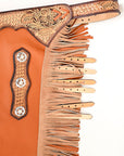 Hilason Western Bull Riding Chinks Chaps Adult Pro Rodeo Bronc Leather Tan