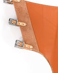 Hilason Western Bull Riding Chinks Chaps Adult Pro Rodeo Bronc Leather Tan
