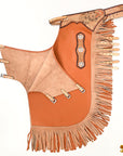 Hilason Western Bull Riding Chinks Chaps Adult Pro Rodeo Bronc Leather Tan