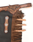 Hilason Western Bull Riding Chinks Chaps Adult Pro Rodeo Bronc Leather Brown