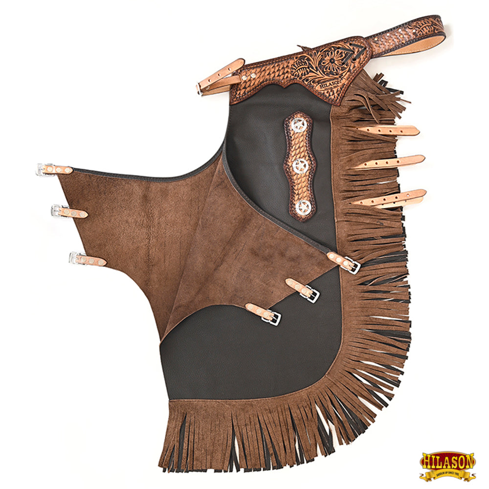 Hilason Bull Riding Chinks Adult Pro Rodeo Bronc Leather Brown