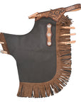 Hilason Western Bull Riding Chinks Chaps Adult Pro Rodeo Bronc Leather Brown