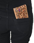 American Darling Wallet Hand Tooled Genuine Leather Women Bag Western Handbag Purse
