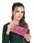 American Darling Wallet Hand Tooled Genuine Leather Women Bag Western Handbag Purse