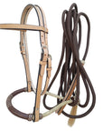 Hilason Western Horse Beautiful Noseband  Tack American Leather Rein with Bosal Set