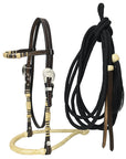 Hilason Western Horse Beautiful Noseband  Tack American Leather Rein with Bosal Set