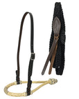 Hilason Western Horse Beautiful Noseband  Tack American Leather Rein with Bosal Set