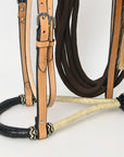 Hilason Western Horse Beautiful Noseband  Tack American Leather Rein with Bosal Set