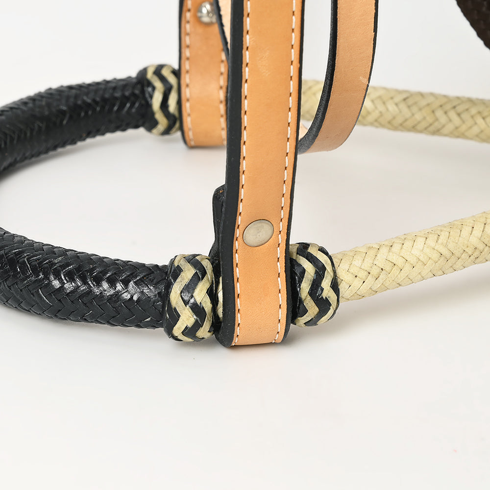 Hilason Western Horse Beautiful Noseband  Tack American Leather Rein with Bosal Set
