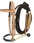Hilason Western Horse Beautiful Noseband  Tack American Leather Rein with Bosal Set