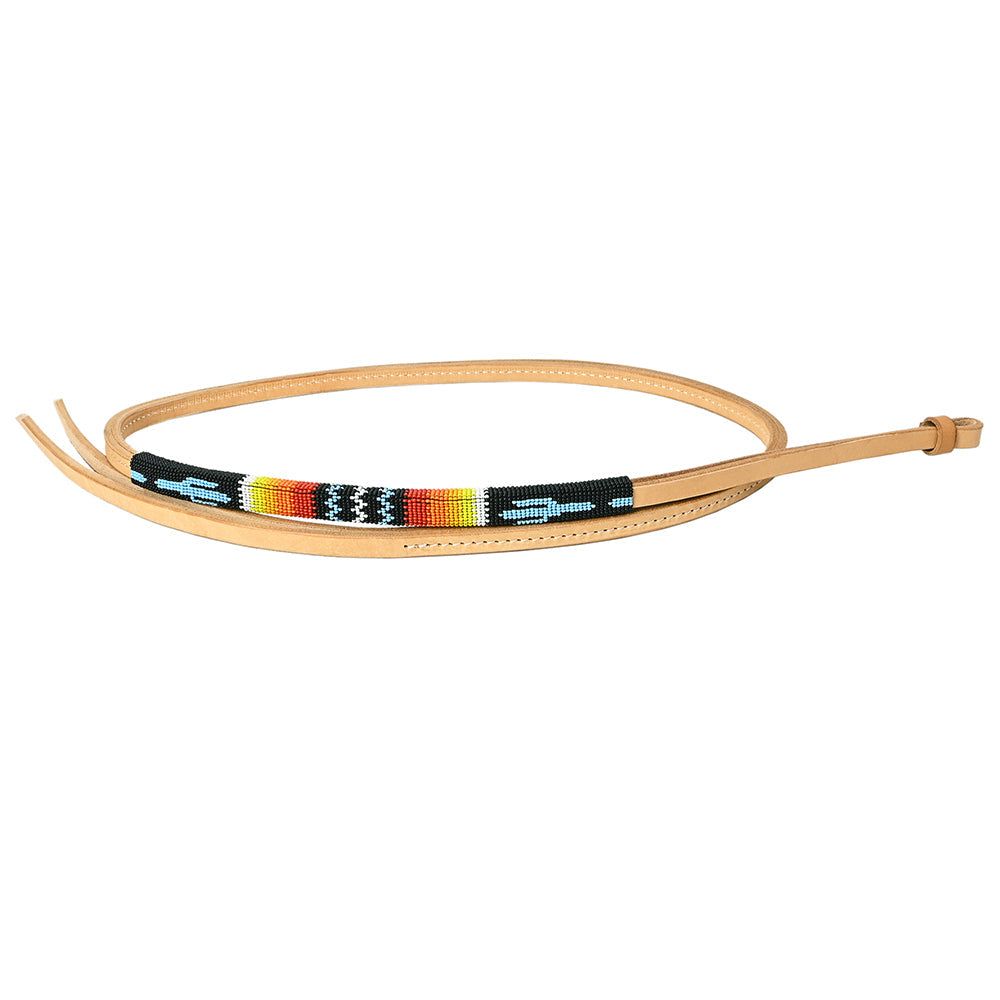 5 Ft Hilason Western Horse Beautiful Beaded Overlay American Leather Whip Tan
