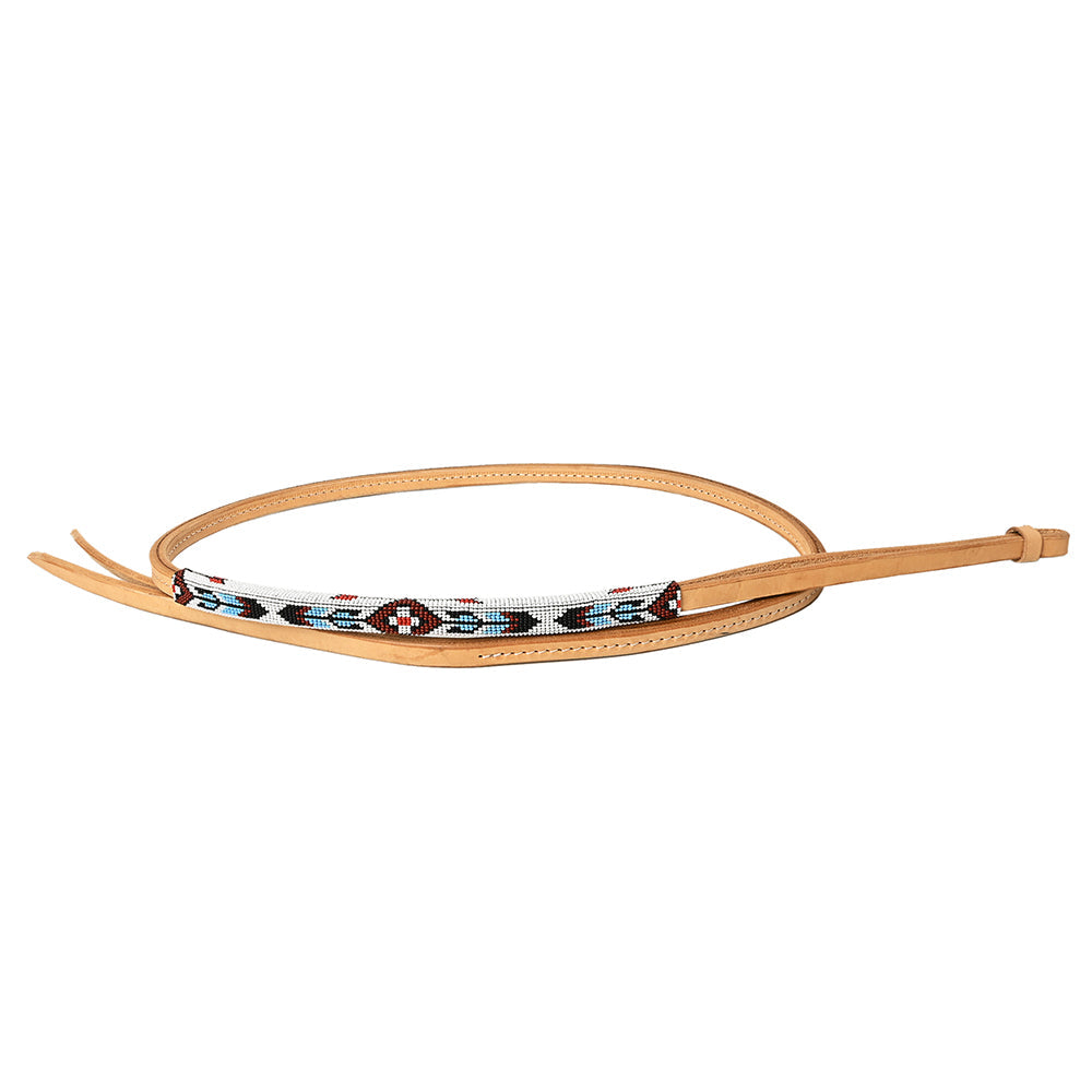 5 Ft Hilason Western Horse Beautiful Beaded Overlay American Leather Whip Tan
