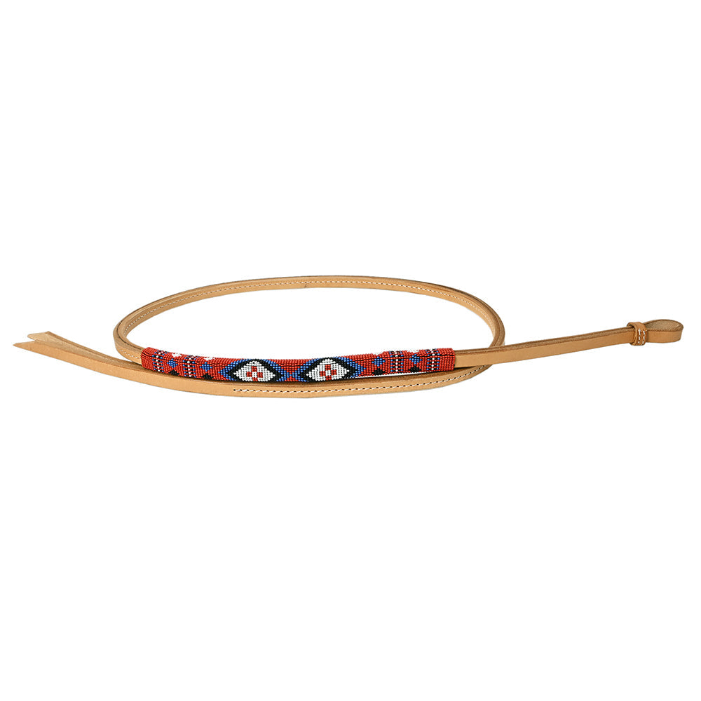 5 Ft Hilason Western Horse Beautiful Beaded Overlay American Leather Whip Tan