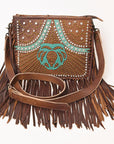American Darling ADBG1322A Hand Tooled Hair-On Genuine Leather Women Bag Western Handbag Purse