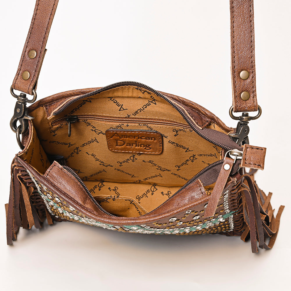 American Darling ADBG1322A Hand Tooled Hair-On Genuine Leather Women Bag Western Handbag Purse