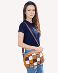 American Darling ADBG1323 Hand Tooled Hair-On Genuine Leather Women Bag Western Handbag Purse