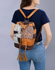 American Darling Bucket Hand Tooled Hair On Genuine Leather Women Bag Western Handbag Purse