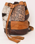 American Darling Bucket Hand Tooled Hair On Genuine Leather Women Bag Western Handbag Purse