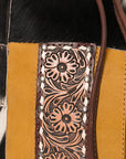 American Darling Bucket Hand Tooled Hair On Genuine Leather Women Bag Western Handbag Purse