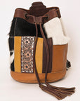 American Darling Bucket Hand Tooled Hair On Genuine Leather Women Bag Western Handbag Purse