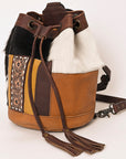 American Darling Bucket Hand Tooled Hair On Genuine Leather Women Bag Western Handbag Purse