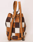 American Darling Bucket Hand Tooled Hair On Genuine Leather Women Bag Western Handbag Purse