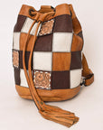 American Darling Bucket Hand Tooled Hair On Genuine Leather Women Bag Western Handbag Purse