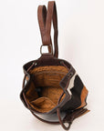 American Darling Bucket Hand Tooled Hair On Genuine Leather Women Bag Western Handbag Purse